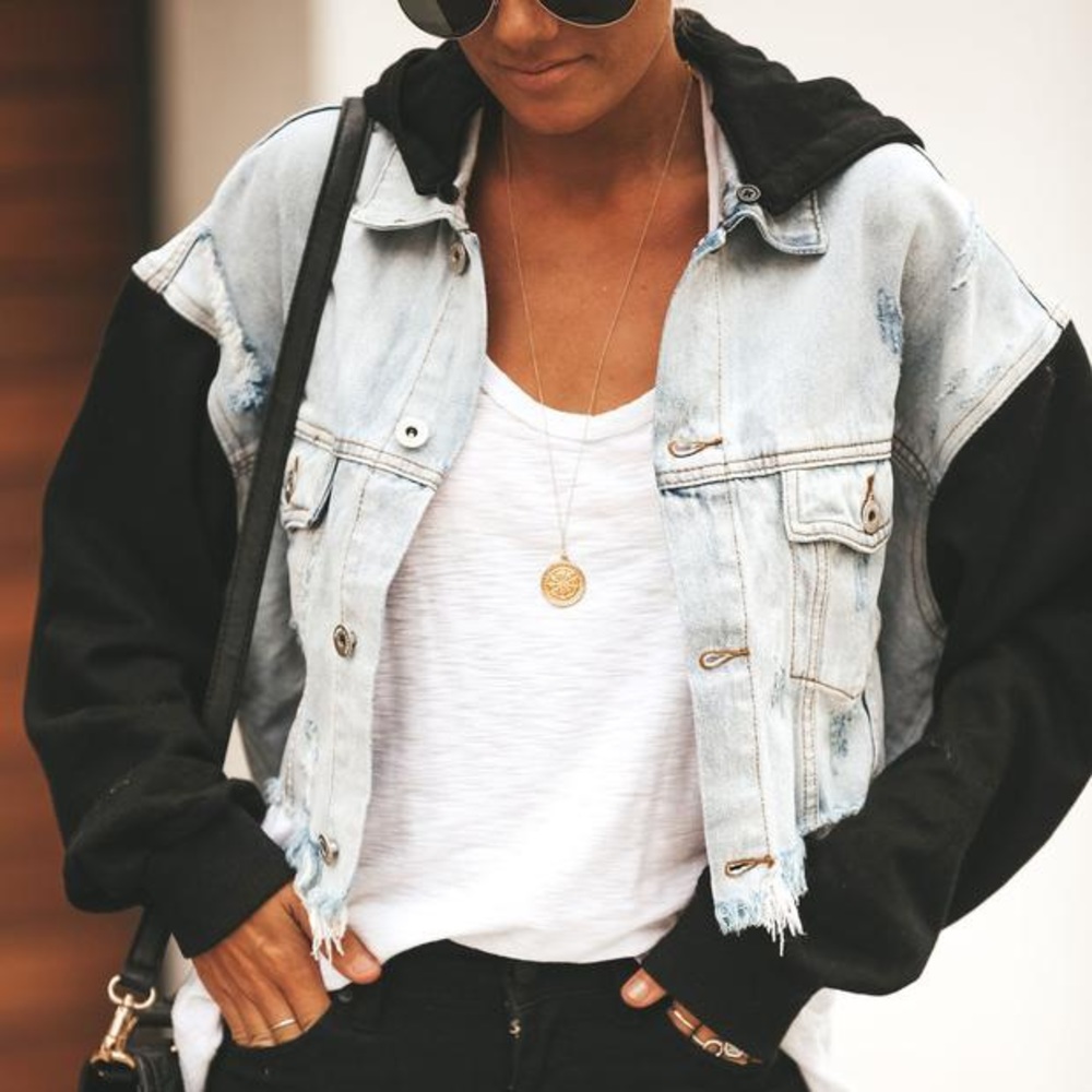 COPY - Vici Maxed Out Contrast Denim Hooded Jacket